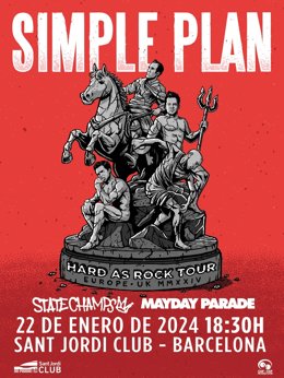 Cartel del concierto de Simple Plain en Barcelona