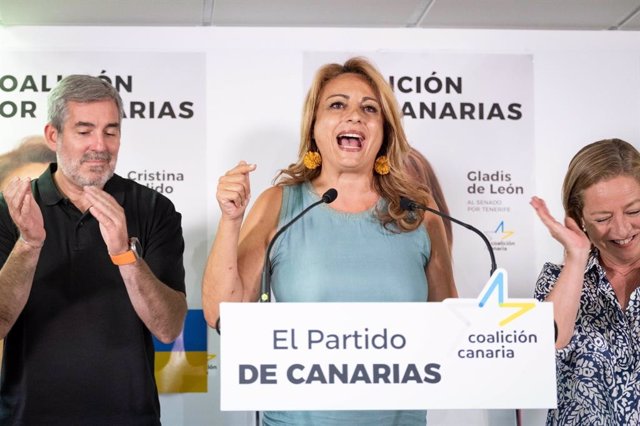 La diputada electa de Coalición Canaria Cristina Valido durante la noche electoral del 23J