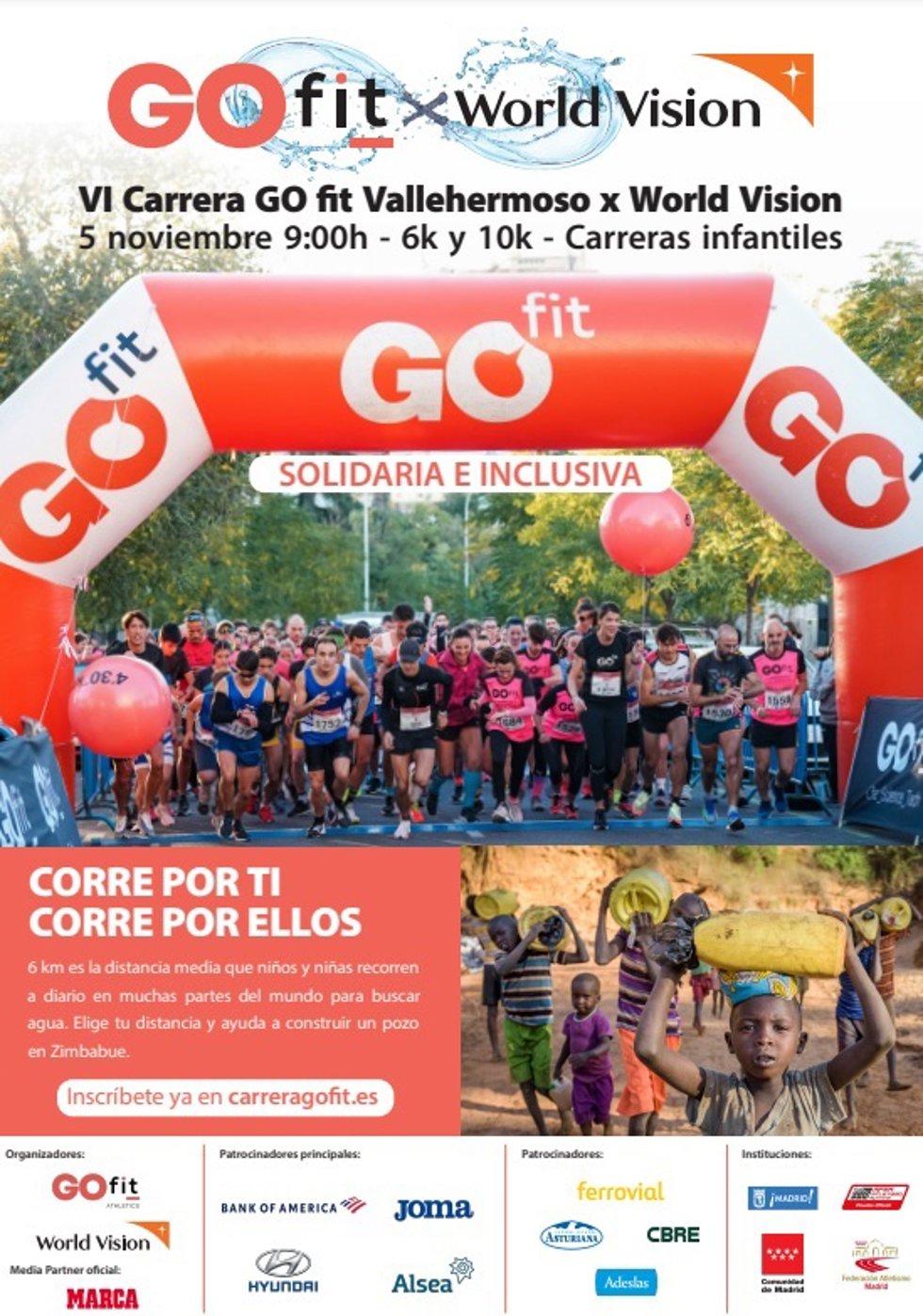 Archivo - Cartel de la VI Carrera Solidaria 10k GO fit Vallehermoso x World Vision.