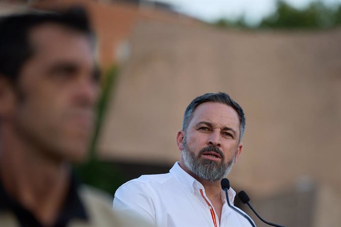 El candidato de Vox a presidente del Gobierno, Santiago Abascal, durante el acto de cierre de campaña de Vox, en la Plaza de Colón, a 21 de julio de 2023, en Madrid (España). Este es el último acto de la campaña electoral de Vox de cara a las elecciones g