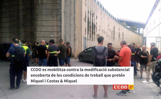 CC.OO. De Catalunya convoca vaga i aturs de producció en  Miquel y Costas aquest dimecres