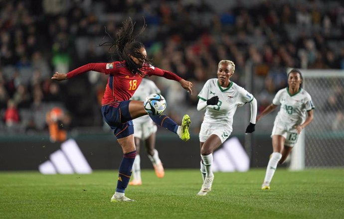 Salma Paralluelo durante el partido entre España y Zambia del Mundial de Australia y Nueva Zelanda
