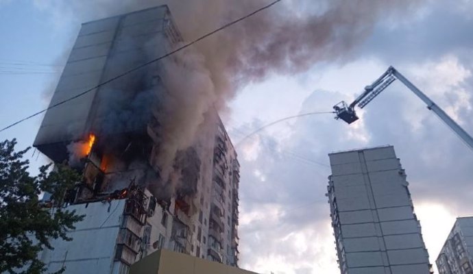 Archivo - Explosión en un edificio en Kiev, Ucrania