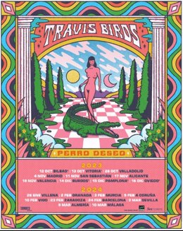 Cartel de los conciertos de Travis Birds para la presentación de 'Perro Deseo'.