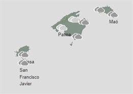 Mapa meteorológico de Baleares.