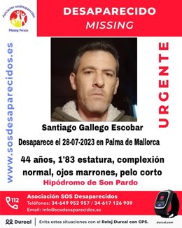 Imagen y descripción del desaparecido.