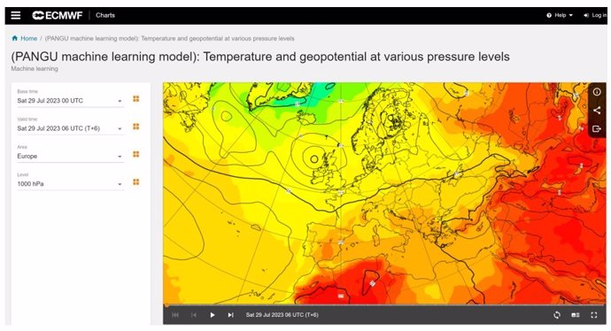 El modelo meteorológico Pangu de Huawei Cloud en la web del Centro Europeo de Previsiones Meteorológicas a Medio Plazo