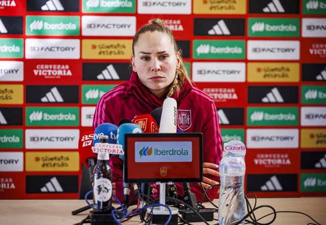 La jugadora de la selección española Irene Guerrero en rueda de prensa durante el Mundial 2023