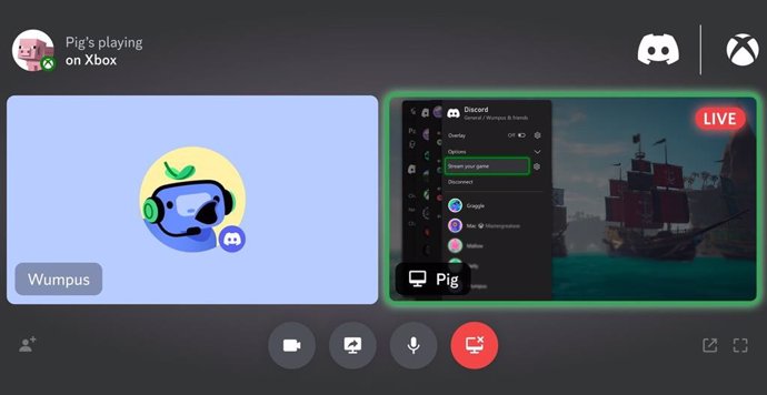 Retransmisión de una partida de Xbox directamente en Discord