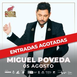 Cartel del concierto de Miguel Poveda del Festival de Música de Cueva de Nerja del próximo 5 de agosto.