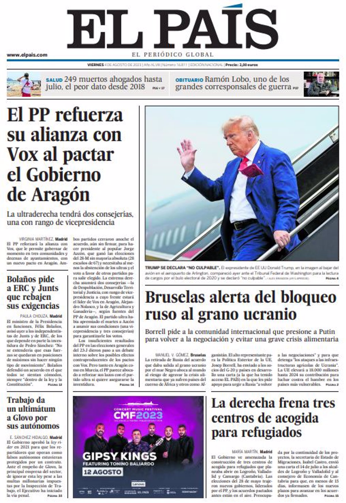 Las portadas de los periódicos del viernes 4 de agosto