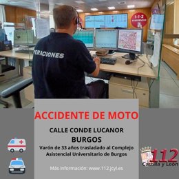 Gráfico elaborado por el 112 con datos del accidente de moto en Burgos