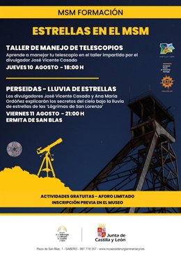 Cartel de las actividades de observación astronómica.
