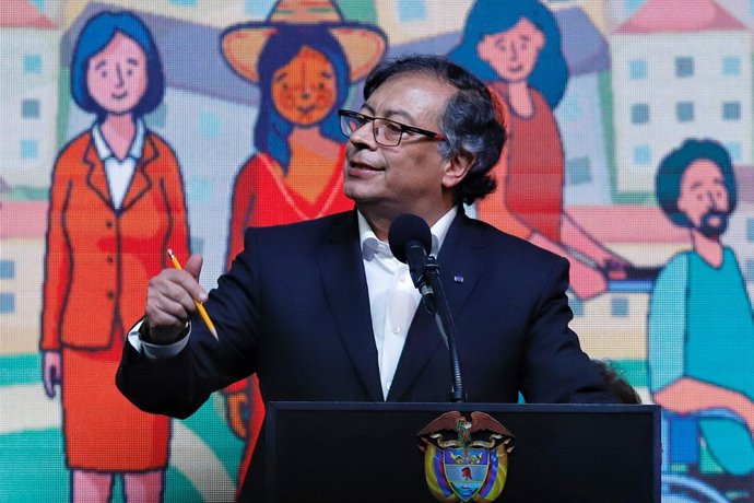 Bogotá. Agosto 3 de 2023. Acto Público de Instalación del Comité Nacional de la Participación -instancia transitoria de la Mesa de Diálogos de Paz entre el Gobierno de Colombia y el Ejército de Liberación Nacional-ELN. En la foto: Gustavo Petro,