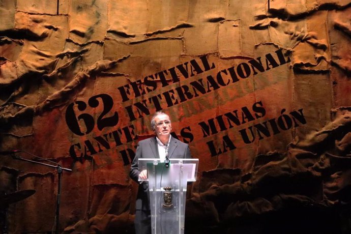 Gonzalo Wandosell durante su pregón en el Cante de la Minas