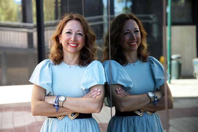 Patricia Navarro, presidenta del PP Málaga y delegada del Gobierno de Andalucía en Málaga durante un momento en la entrevista con Europa Press.