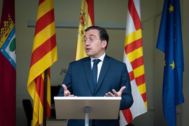 El ministro de Exteriores en funciones, José Manuel Albares, inaugura las nuevas oficinas-sede de Casa Asia, a 28 de julio de 2023, en Barcelona, Cataluña (España). 