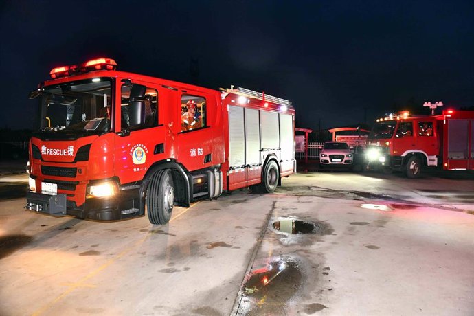 PINGYUAN, Aug. 6, 2023  -- Rescuers gather in Wangdagua Town of Pingyuan County, east China's Shandong Province, Aug. 6, 2023. As of 4:30 a.m. Sunday, 10 people have been injured in a 5.5-magnitude earthquake that struck the county of Pingyuan, in Dezho