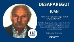Mossos demana col·laboració per trobar un home desaparegut a Barcelona