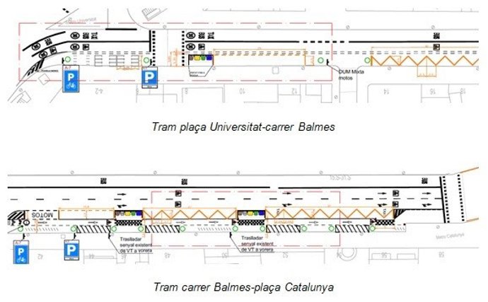 La calle Pelai  en Barcelona gana nuevas plazas de aparcamiento para bicicletas y motocicletas y mejora el espacio para la carga y la descarga.
