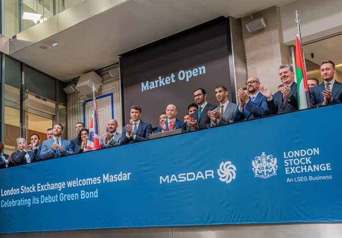 Abu Dhabi Future Energy Company PJSC - Masdar has today marked the successful completion of its first green bond issuance for US$750 million 10-year senior unsecured Notes at London Stock Exchange (LSE).   The market opening was attended by HE Dr Sultan