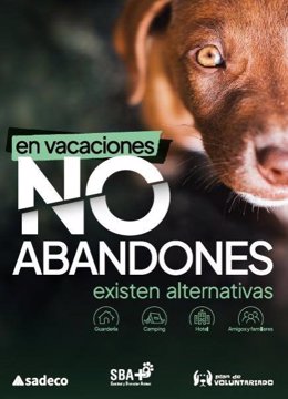 Imagen de la campaña de Sadeco para evitar el abandono de mascotas en verano.