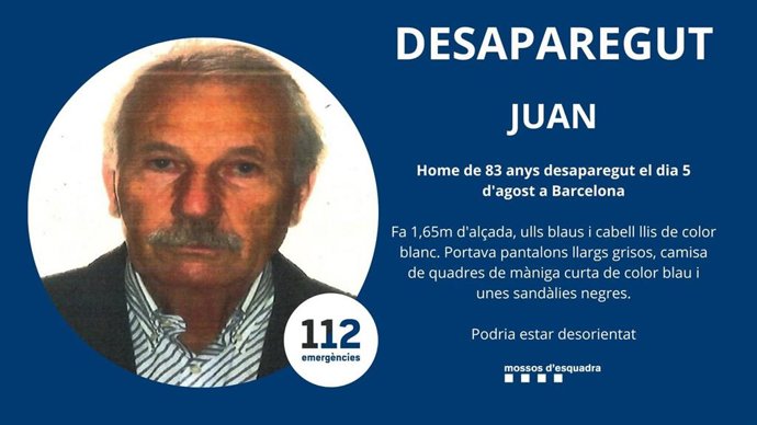 Los Mossos d'Esquadra encuentran al hombre perdido desde el sábado en Barcelona