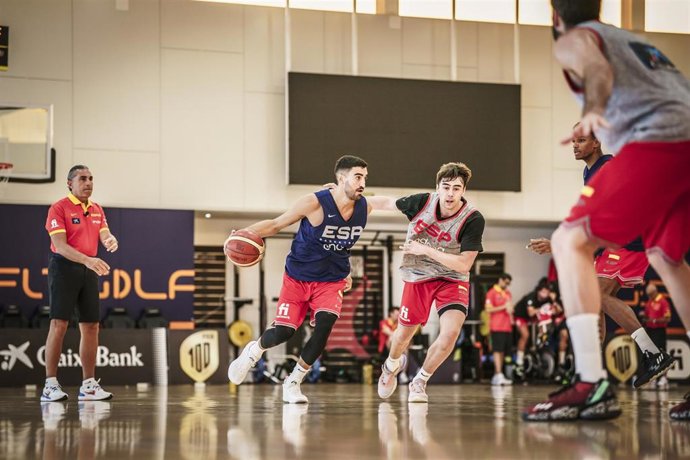 Jaime Fernández junto a Juan Nüñez durante un entrenamiento de la selección española