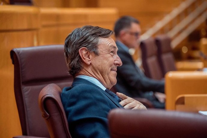 Archivo - El senador del PP, Rafael Hernando, interviene durante una sesión plenaria en el Senado, a 16 de mayo de 2023, en Madrid (España). El jefe del Ejecutivo y el líder de PP protagonizan un nuevo debate parlamentario a escasos doce días de las ele