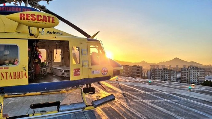 Helicóptero realiza traslado de varón con quemaduras al Hospital de Cruces
