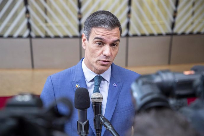 Prime Minister of Spain Pedro Sanchez pictured during the EU - CELAC (Comunidad de Estados Latinoamericanos y Caribenos - Community of Latin American and Caribbean States) summit, in Brussels, Monday 17 July 2023  . The EU-CELAC summits bring together E