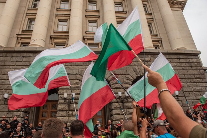Imagen de archivo de la bandera de Bulgaria.