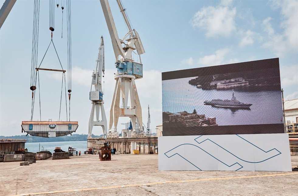 Colocada en la grada de Navantia Ferrol la quilla de la primera de las fragatas de la serie F-110.