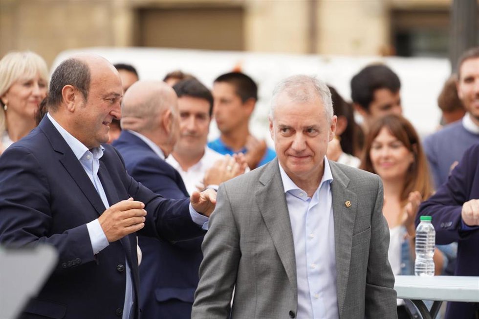 El Lehendakari, Iñigo Urkullu, durante un acto de campaña de EAJ-PNV