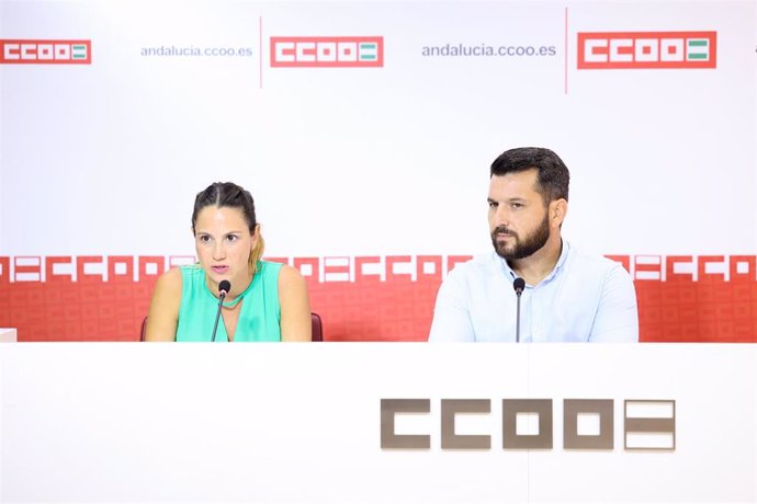 Rueda de prensa celebrada este jueves, 10 de agosto, en la sede de CCOO de Andalucía.