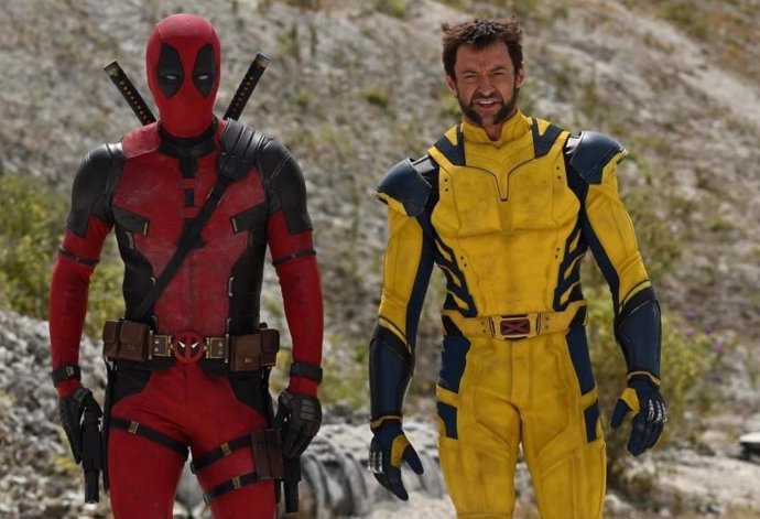 Ryan Reynolds y Hugh Jackman en el rodaje de Deadpool 3