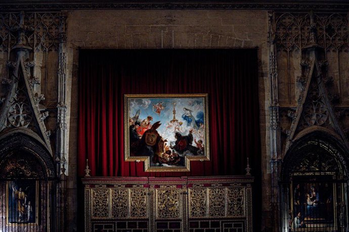 Imagen del lienzo 'El triunfo del sacramento de la Eucaristía'  de Francisco de Herrera 'El Mozo' 