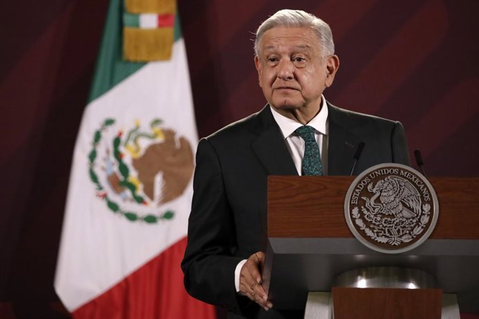August 7, 2023, Mexico City, Mexico: Mexican President Andres Manuel Lopez Obrador during his daily press conference at the National Palace in Mexico City. on August 7, 2023 in Mexico City, Mexico
