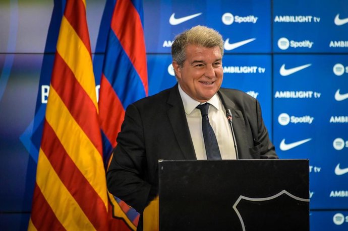 FC Barcelona president Joan Laporta during the presentation of Ilkay Gundogan as a new player of FC Barcelona on July 17, 2023 at Ciutat Esportiva Joan Gamper in Barcelona, Spain - Photo Felipe Mondino / LiveMedia / DPPI