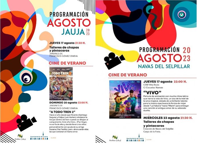 Programación para el mes de agosto en las aldeas de Lucena, Jauja y Las Navas del Selpillar.