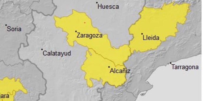 Ampliación del aviso amarillo por temperaturas máximas para este domingo en la Ribera del Ebro y el Bajo Aragón.