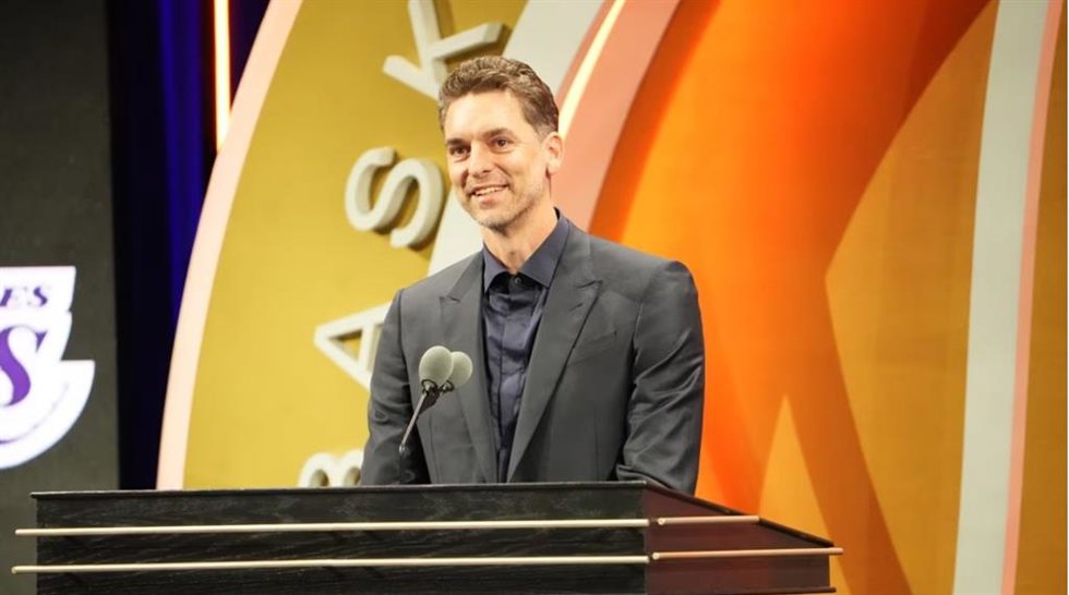 Pau Gasol durante la ceremonia de ingreso en el Salón de la Fama de la NBA