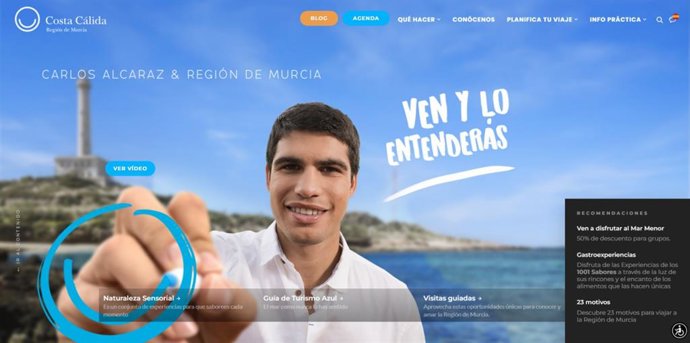 Imagen de la nueva web con Carlos Alcaraz, protagonista de la campaña de este año