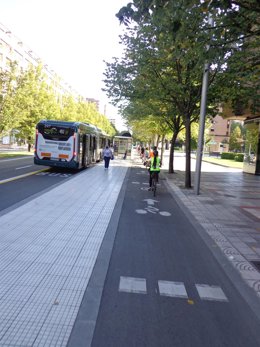 Imagen del carril bici en Pamplona.