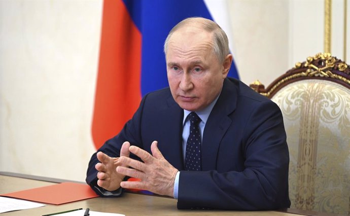 August 11, 2023, Moscow, Moscow Oblast, Russia: Russian President VLADIMIR PUTIUN hosts a videoconference meeting with permanent members of the Security Council from the Kremlin in Moscow, Russia.