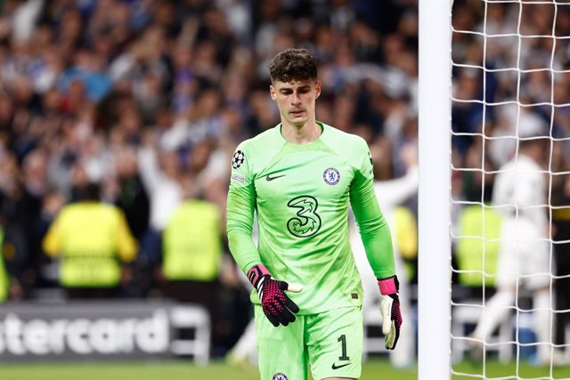 Archivo - Kepa Arrizabalaga of Chelsea laments a goal scored by Marco Asensio of Real Madrid during the UEFA Champions League, Quarter Finals round 1, football match between Real Madrid and Chelsea FC at Santiago Bernabeu stadium on April 12, 2023, in Mad