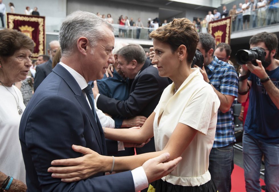 Archivo - Urkullu y Chivite firman este viernes en Pamplona un protocolo de colaboración general entre Euskadi y Navarra