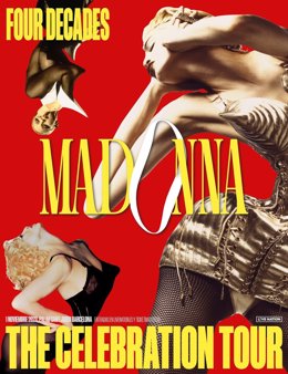 Archivo - Cartel del concierto de Madonna en el Palau Sant Jordi de Barcelona