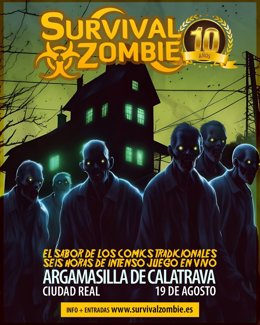 Cartel del Survival Zombie de Argamasilla de Calatrava.