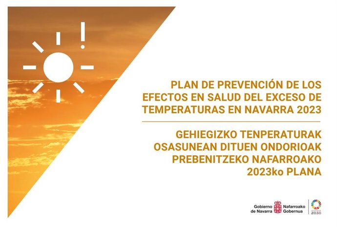 Portada del 'Plan de Prevención de los efectos en salud del exceso de temperaturas en Navarra 2023'.